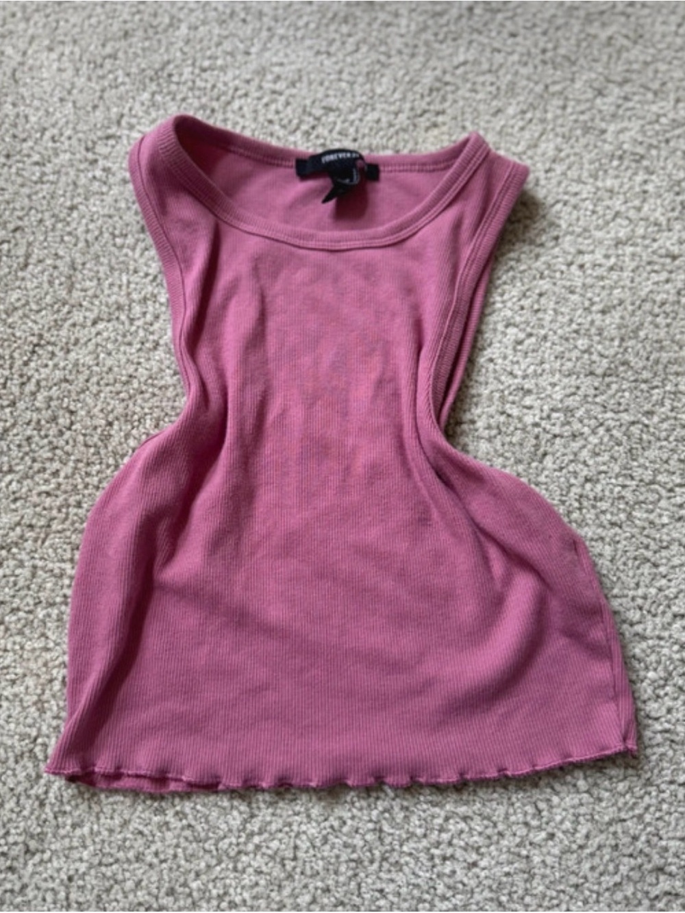 Forever 21 Rose Pink Ribbed Crop Tank y2k sexy
